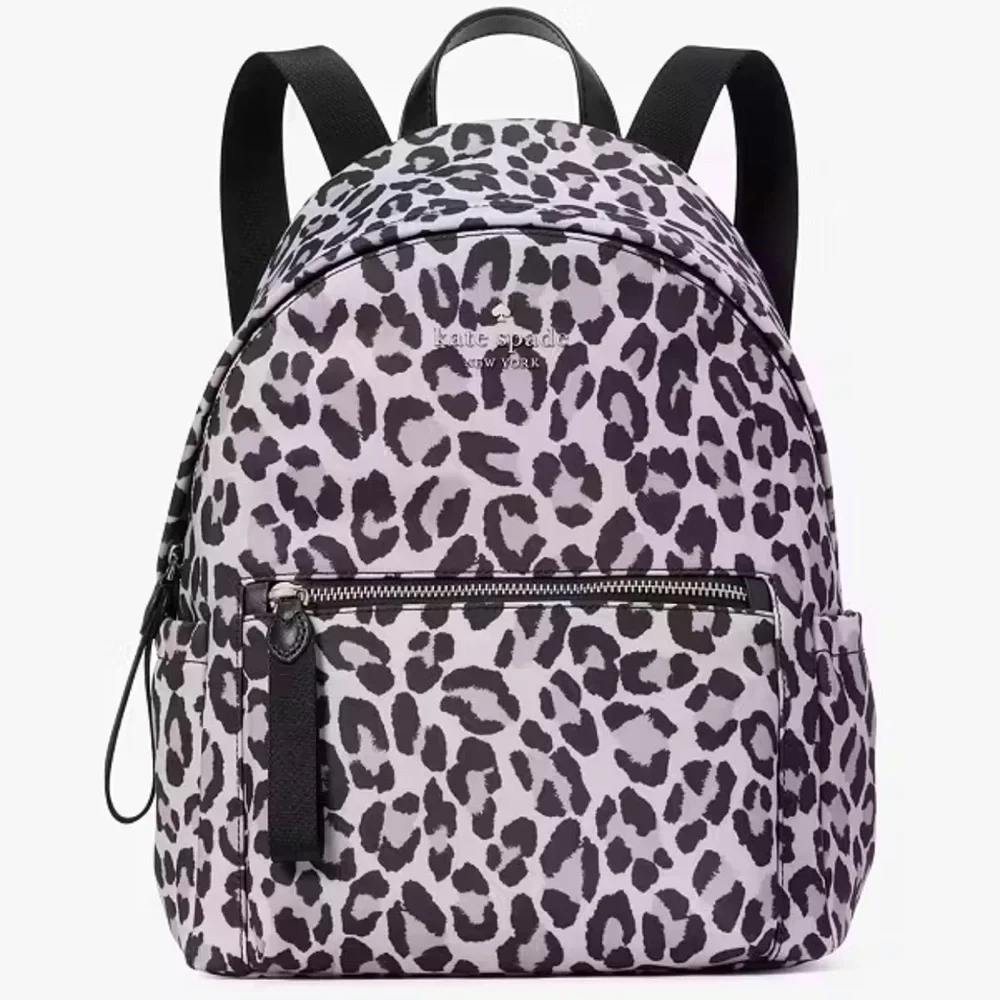 Kate Spade Chelsea Spotted Leopard Print Medium Backpack Violet Mist NWT